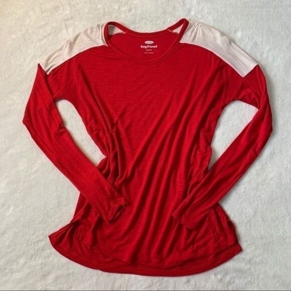 Old Navy Boyfriend Long Sleeve Tee Color Blocking - Picture 2 of 5